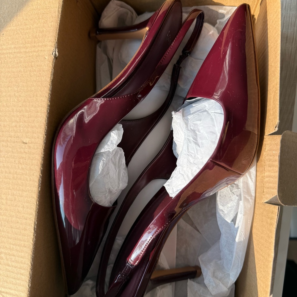 Mango Deep Red Patent Heels